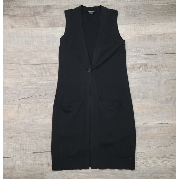 Theory Sweaters - Theory Minareeya Cashmere Long Duster Sleeveless Cardigan Sweater Size XS Black